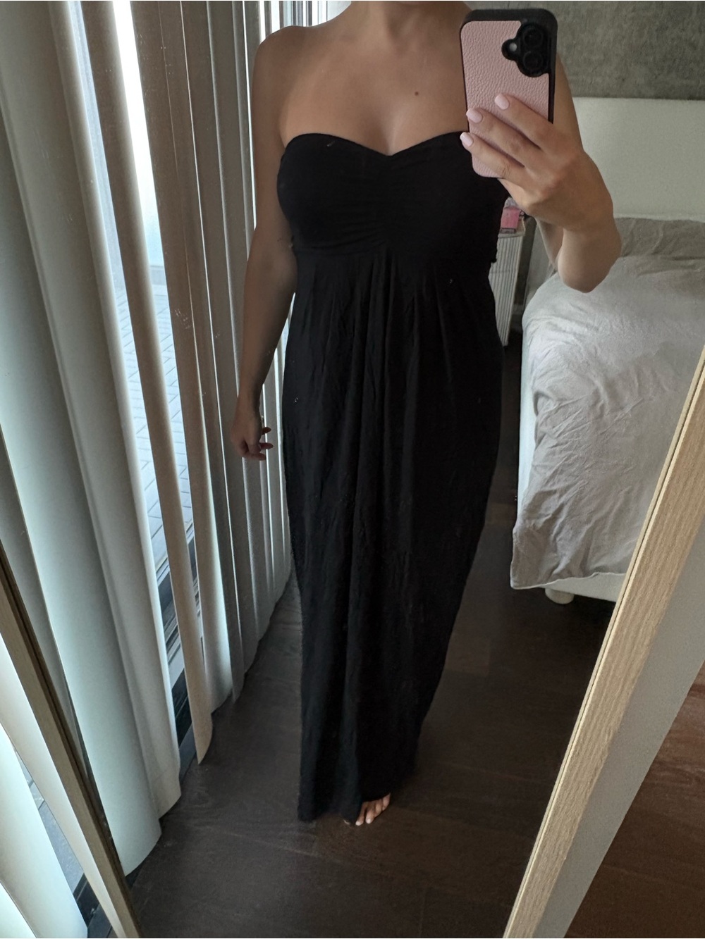 OOYOO designer Perfect summer black jersey strapless maxi dress size XS